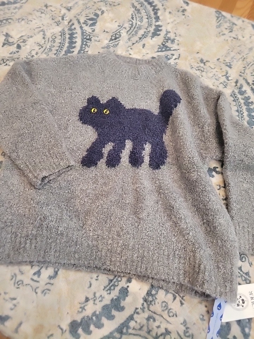 Cider Gray Cat Sweater with Cat Motif NWT Large - Picture 7 of 10